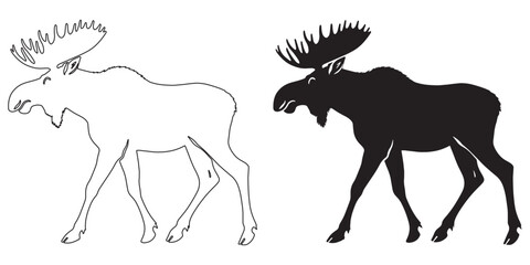 Wilderness moose icon – minimalist design with a natural feel for forest decor – moose silhouette – moose vector – moose illustration – moose outline – moose icon – moose line art

