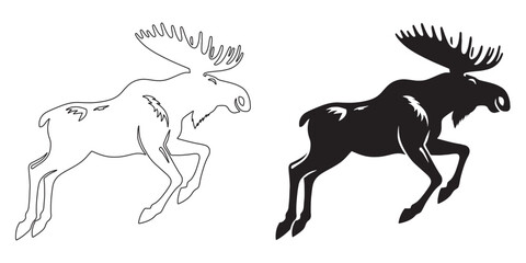 Modern moose silhouette art – simple and elegant design for nature branding – moose silhouette – moose vector – moose illustration – moose outline – moose icon – moose line art

