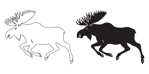 Bold moose line art – stylish forest animal silhouette for clean outdoor graphics – moose silhouette – moose vector – moose illustration – moose outline – moose icon – moose line art

