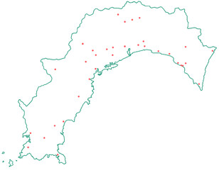 高知県　地図　白　斑点　イラスト