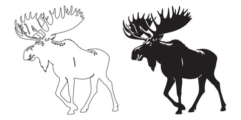 Minimalist moose vector – clean and strong silhouette for modern outdoors branding – moose silhouette – moose vector – moose illustration – moose outline – moose icon – moose line art

