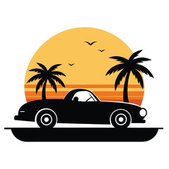 silhouette vector of a convertible car