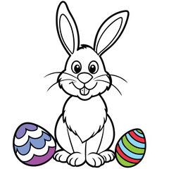 Easter Bunny with Colorful Eggs | Cute Spring Holiday Cartoon