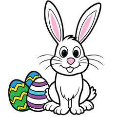 Easter Bunny with Colorful Eggs | Cute Spring Holiday Cartoon