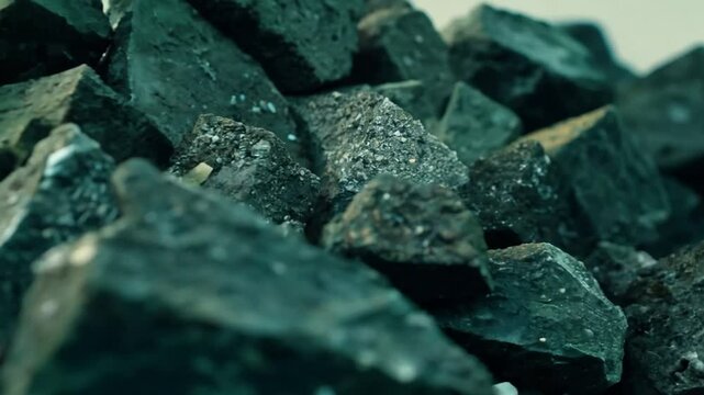 pile of mined uranium ore, zoom in. 4K
