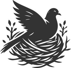 Pigeon bird silhouette vector