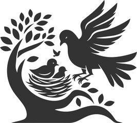 Pigeon bird silhouette vector