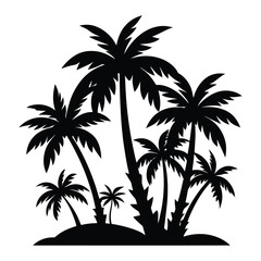 Set of Tree Silhouettes – Vector Collection of Forest, Park and Garden Elements in Black and White.