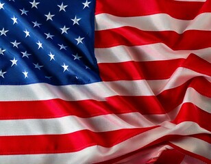 Fototapeta premium Closeup ruffled American flag isolated 