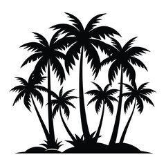 Set of Tree Silhouettes – Vector Collection of Forest, Park and Garden Elements in Black and White.