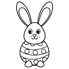 Easter Bunny Coloring Page with Eggs | Cute Spring Line Art