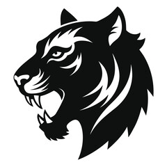 black silhouette of a tiger head