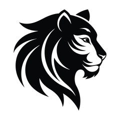 black silhouette of a tiger head
