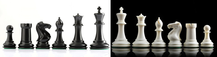 chess pieces on chessboard on marble background. game of chess
