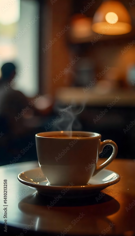 Poster generative ai capturing the warmth of a coffee cup in a cozy setting