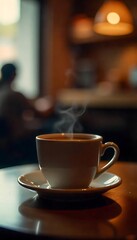 Fototapeta premium Generative AI capturing the warmth of a coffee cup in a cozy setting