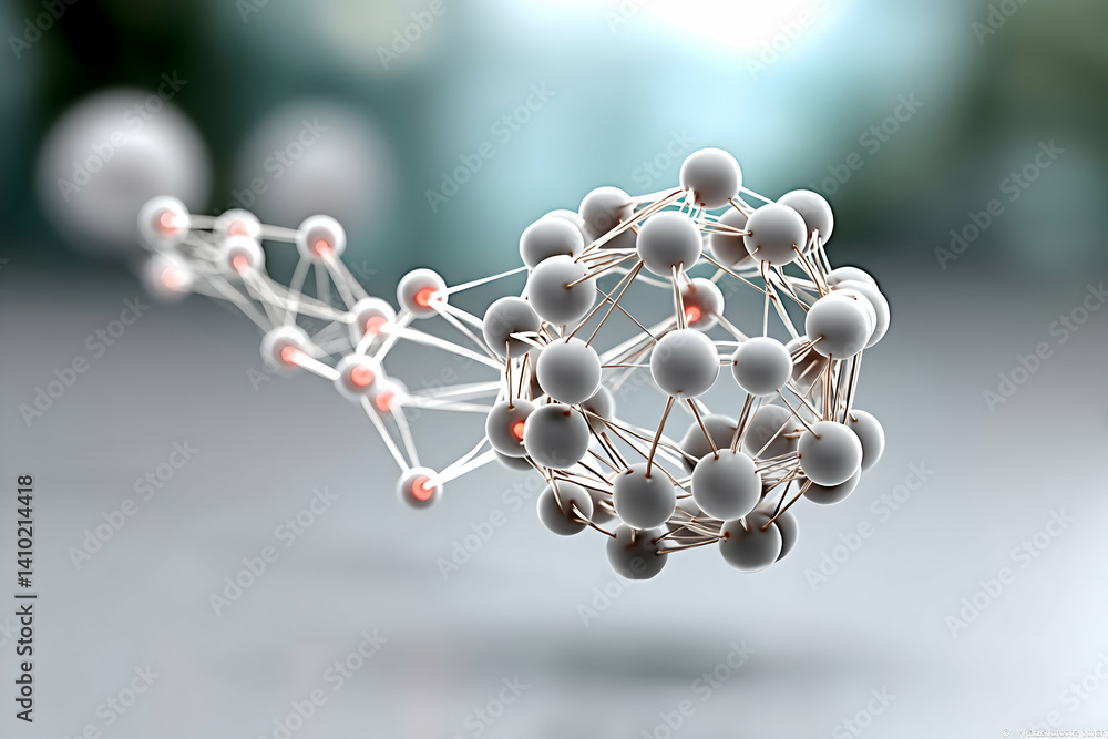 Poster abstract interconnected spheres, 3d rendering