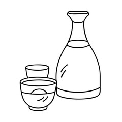sake bottle and cup icon, sake bottle and cup vector illustration-simple illustration of sake bottle and cup, perfect for sake bottle and cup logos and icons