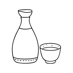 sake bottle and cup icon, sake bottle and cup vector illustration-simple illustration of sake bottle and cup, perfect for sake bottle and cup logos and icons