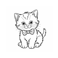 Obraz premium Colouring vector illustration of a cat design isolated on white background 