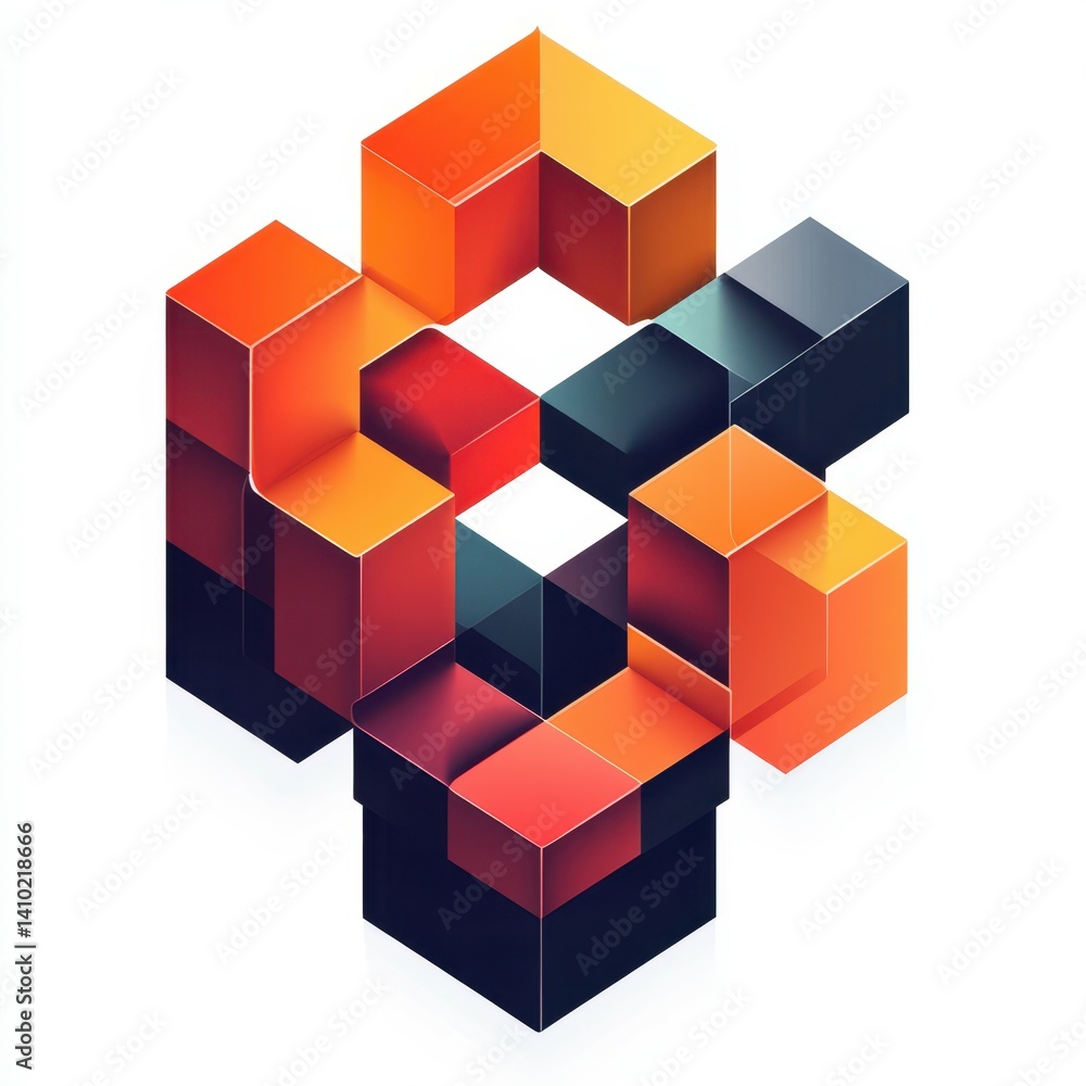 Aufkleber colorful geometric shapes create a modern abstract design with a three-dimensional look in bright or