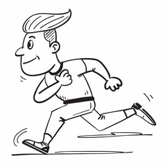 Energetic Man Running With Determination In Hand Drawn Style On White Background Perfect For Vector Illustration Projects
