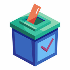 Isometric Cartoon Illustration Of A Ballot Box For Elections And Voting Process Depicting Democracy And Civic Participation With Orange Ballot Paper