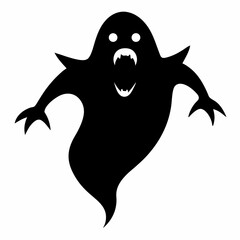 Creepy Halloween Ghost Silhouette Vector Illustration For Spooky Designs And Festive Holiday Decorations And Black Shape Isolated On White Background