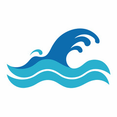 Obraz premium Stylized Ocean Wave Illustration In Blue Tones Simple Sea Wave Graphic Design Water Symbol Vector Design