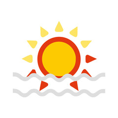 Minimalistic Sunrise Vector Graphic Of The Sun Rising Above Ocean Waves On A Black Background For Digital Use