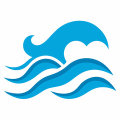 Stylized Blue Ocean Waves Illustration Representing Nautical Theme And Sea Icon For Graphic Design Resource And Decoration Template