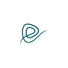 Media play combination letter e logo concept with line art style