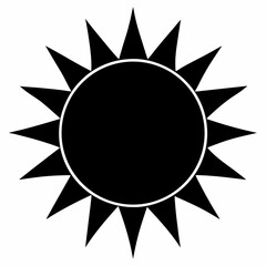 Simple Black Silhouette Of Radiant Sun Symbol With Pointed Rays Isolated On White Background Design Element