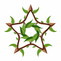 A green star adorned with leaves, symbolizing nature and growth.