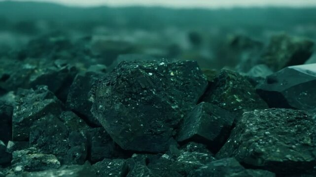 pile of mined uranium ore, zoom in. 4K
