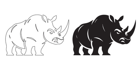 Rhino vector for outdoor gear – rugged animal design for branding merchandise – rhino silhouette – rhino vector – rhino illustration – rhino outline – rhino icon – rhino line art

