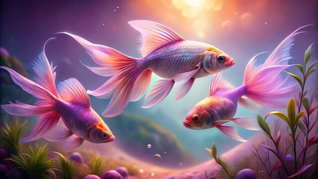 Pastel Fish, Flowing Tails, Lenormand-Inspired Underwater Art