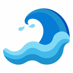 Stylized Blue Wave Illustration Ocean Theme Flat Design Vector Sea Graphic Water Ripple Icon Summer Art