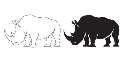 Rhino profile vector art – clean outline perfect for nature branding and t-shirts – rhino silhouette – rhino vector – rhino illustration – rhino outline – rhino icon – rhino line art

