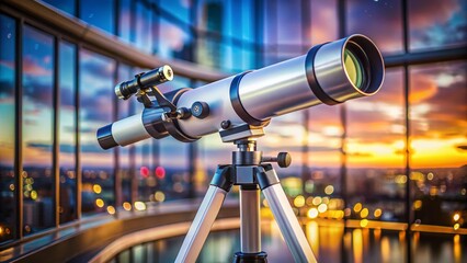 Sleek Minimalist Telescope: Modern Hobbyist Accessory with 360° Reflection Base