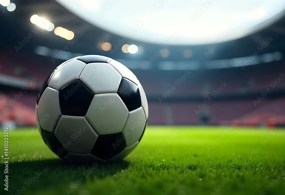 Poster generative ai soccer ball on the field ready for the game