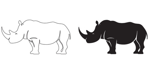 Strong rhino head silhouette – powerful vector design with bold lines and curves – rhino silhouette – rhino vector – rhino illustration – rhino outline – rhino icon – rhino line art

