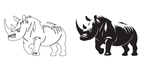 Flat rhino vector illustration – minimal yet dynamic silhouette for logo design – rhino silhouette – rhino vector – rhino illustration – rhino outline – rhino icon – rhino line art

