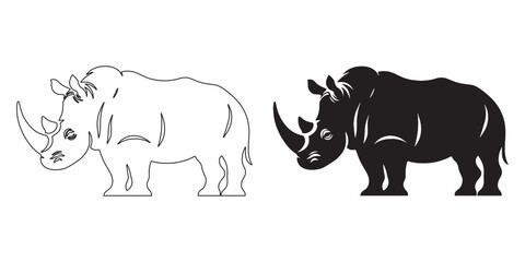 Rhino icon vector – sharp and symbolic animal art for strong branding – rhino silhouette – rhino vector – rhino illustration – rhino outline – rhino icon – rhino line art

