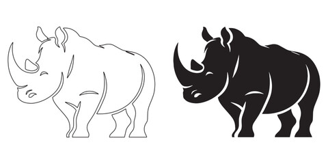 Majestic rhino illustration – detailed vector silhouette for African animal concepts – rhino silhouette – rhino vector – rhino illustration – rhino outline – rhino icon – rhino line art

