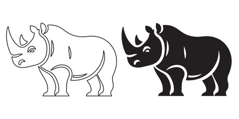 African rhino silhouette vector – strong and clean artwork perfect for wild nature graphics – rhino silhouette – rhino vector – rhino illustration – rhino outline – rhino icon – rhino line art

