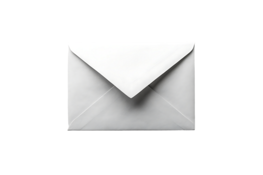 Classic White Envelope with Triangular Flap  isolated on white background . A white envelope illustration on white