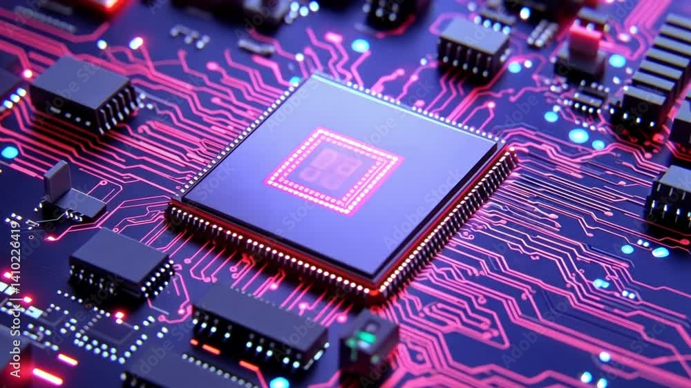 Poster close-up of a computer microchip circuit board