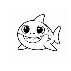 Obraz premium Colouring vector illustration of a funny shark design isolated on white background 