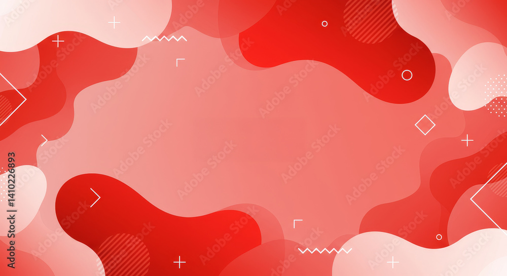 Poster red and white fluid abstract design - modern abstract background with red and white fluid shapes, ge
